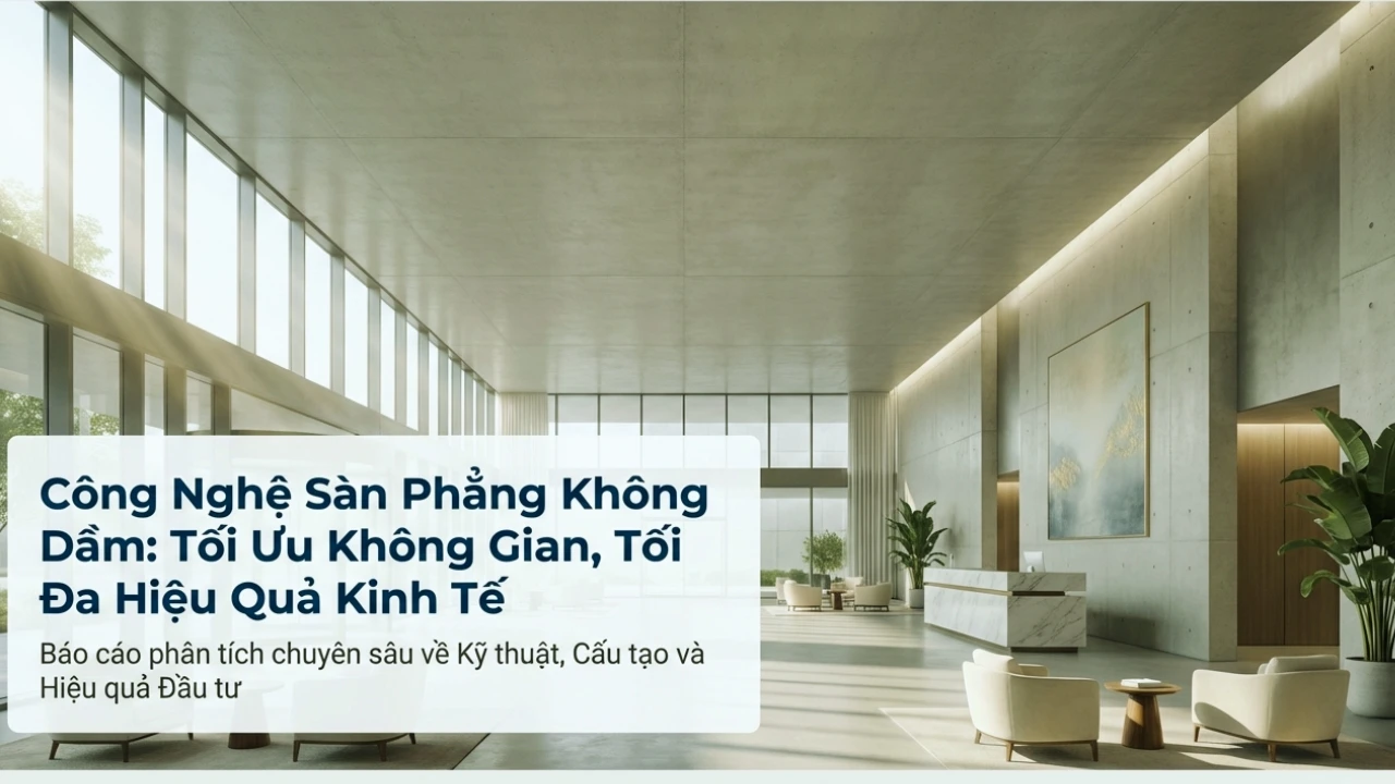 Sàn phẳng không dầm giúp mở rộng không gian sử dụng, linh hoạt bố trí công năng và tối ưu hiệu quả kinh tế cho công trình.